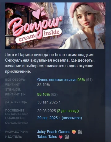 Bonjour, Cream Inside АВТОДОСТАВКА STEAM РОССИЯ