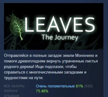 LEAVES - The Journey АВТОДОСТАВКА STEAM GIFT РОССИЯ