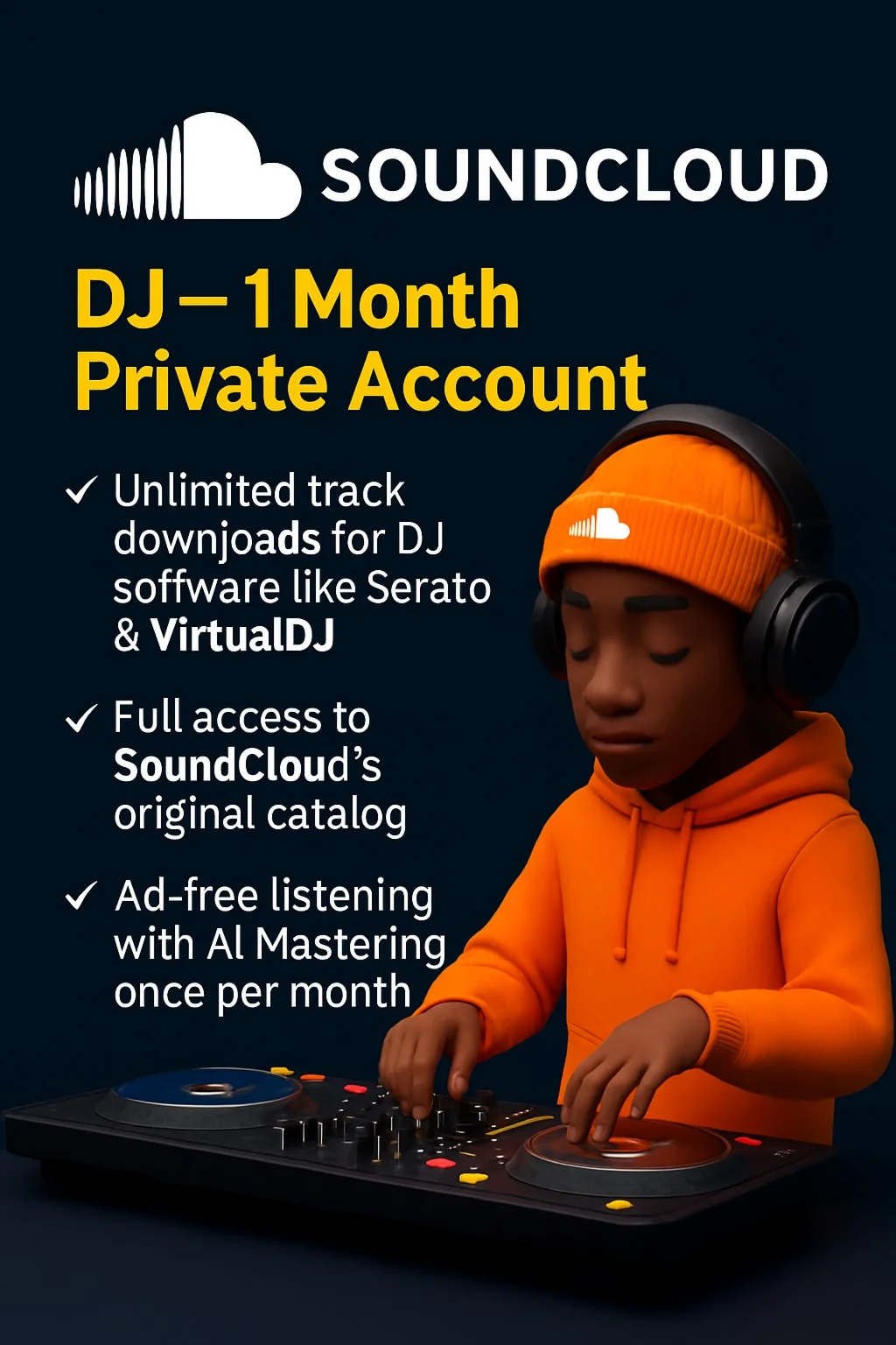 SOUNDCLOUD DJ 1 МЕСЯЦ ЧАСТНЫЙ АККАУНТ 