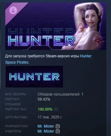 Hunter: Space Pirates - Support DLC DLC STEAM РОССИЯ