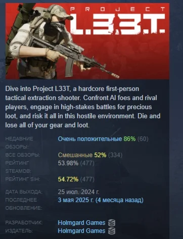 Project L33T АВТОДОСТАВКА STEAM РОССИЯ