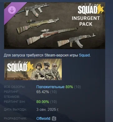 Squad Weapon Skins - Insurgent Pack DLC STEAM РОССИЯ