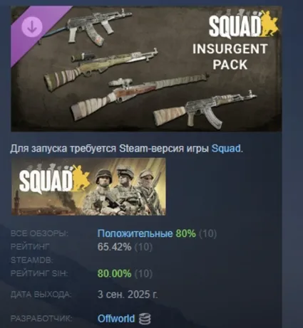 Squad Weapon Skins - Insurgent Pack DLC АВТОДОСТАВКА STEAM РОССИЯ