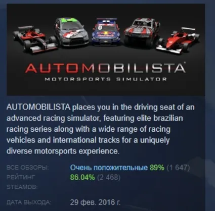 Automobilista STEAM KEY REGION GLOBAL+РОССИЯ