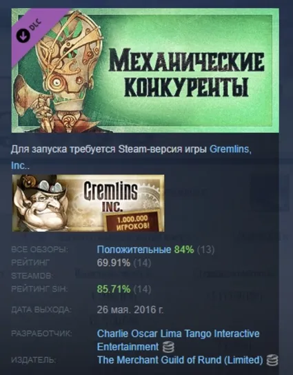 Gremlins, Inc Механические конкуренты DLC STEAM РОССИЯ