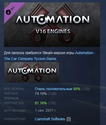 Automation Supporter Pack - V16 Engines STEAM РОССИЯ