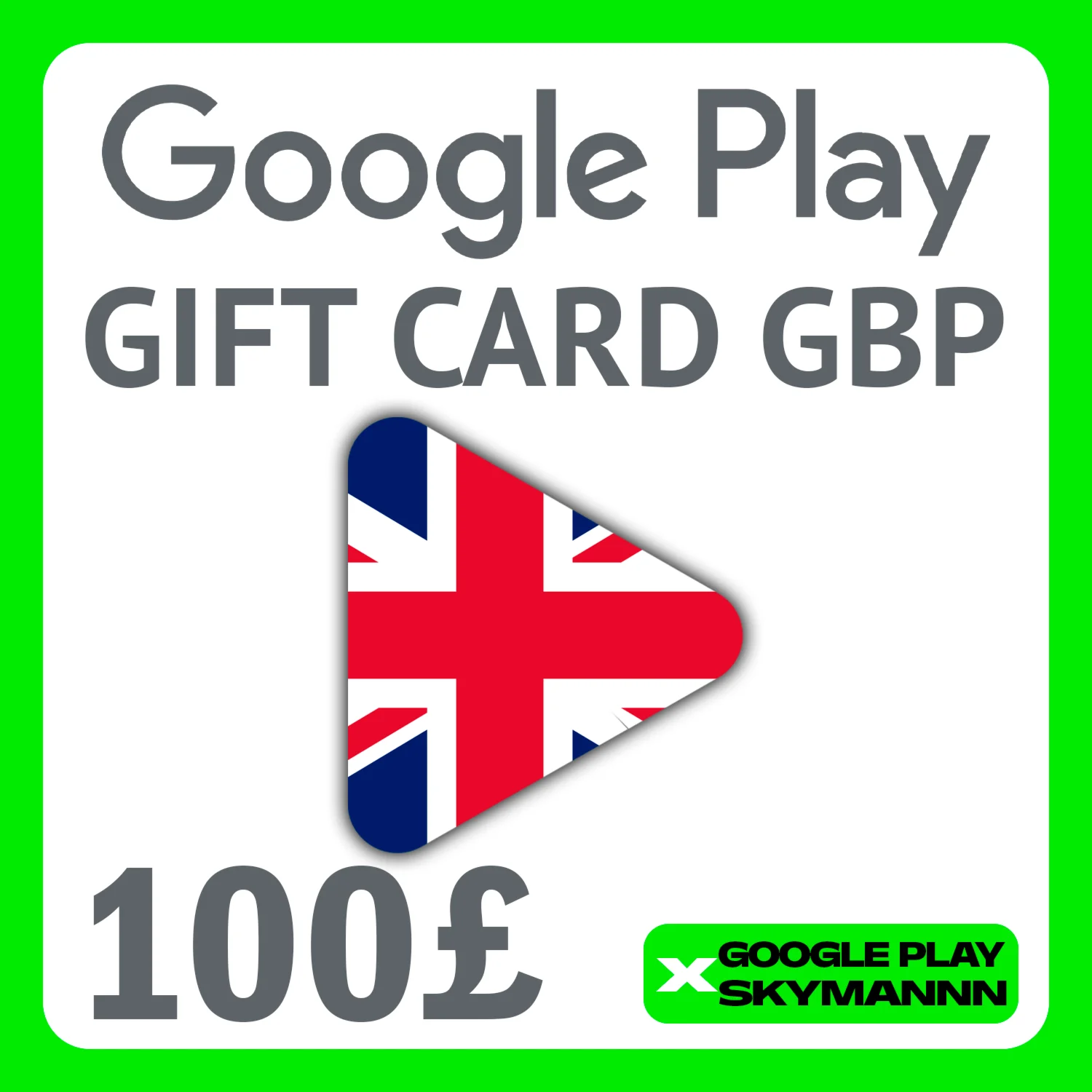 🟢Google Play 🟢 Gift Card 100 GBP (UK)🌏United Kingdom