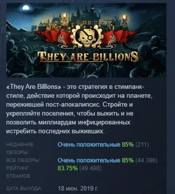 They Are Billions АВТОДОСТАВКА STEAM GIFT РОССИЯ