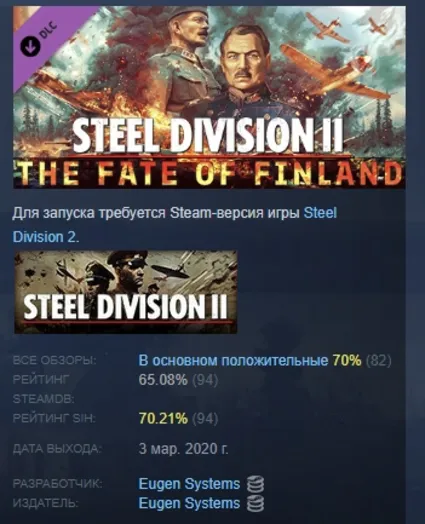 Steel Division 2 - The Fate of Finland DLC STEAM РОССИЯ