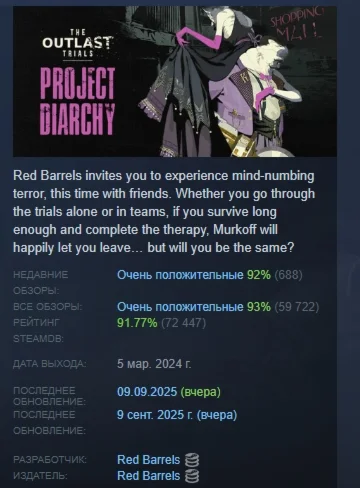 The Outlast Trials АВТОДОСТАВКА STEAM РОССИЯ