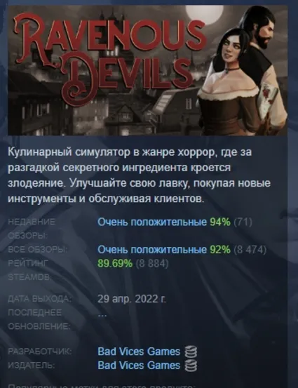 Ravenous Devils АВТОДОСТАВКА STEAM РОССИЯ