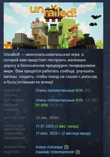Unrailed! АВТОДОСТАВКА STEAM GIFT РОССИЯ