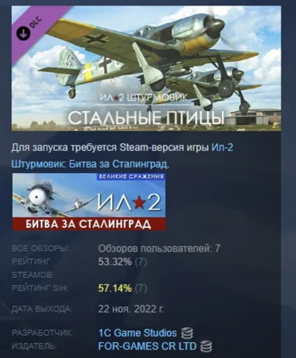 Ил-2 Штурмовик: Стальные птицы DLC АВТОДОСТАВКА STEAM РОССИЯ