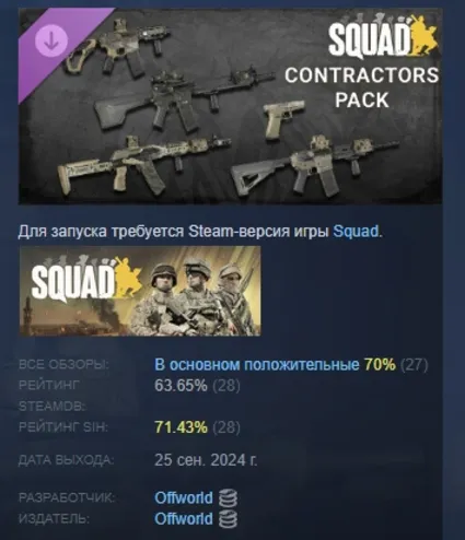 Squad Weapon Skins - Contractors Pack DLC АВТОДОСТАВКА STEAM РОССИЯ