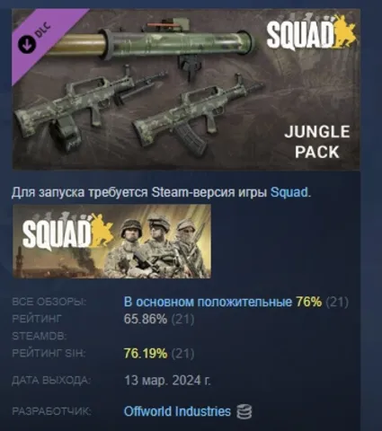 Squad Weapon Skins - Jungle Assault Pack DLC АВТОДОСТАВКА STEAM РОССИЯ