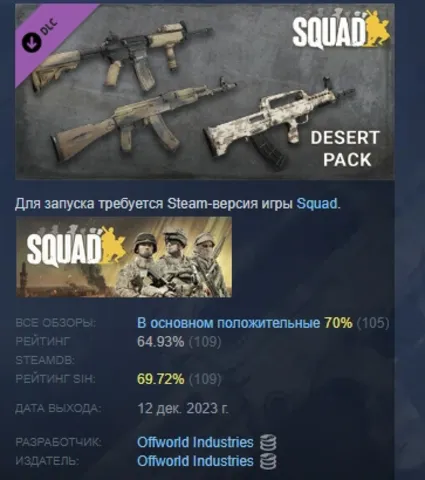 Squad Weapon Skins - Desert Camo Pack АВТОДОСТАВКА STEAM РОССИЯ