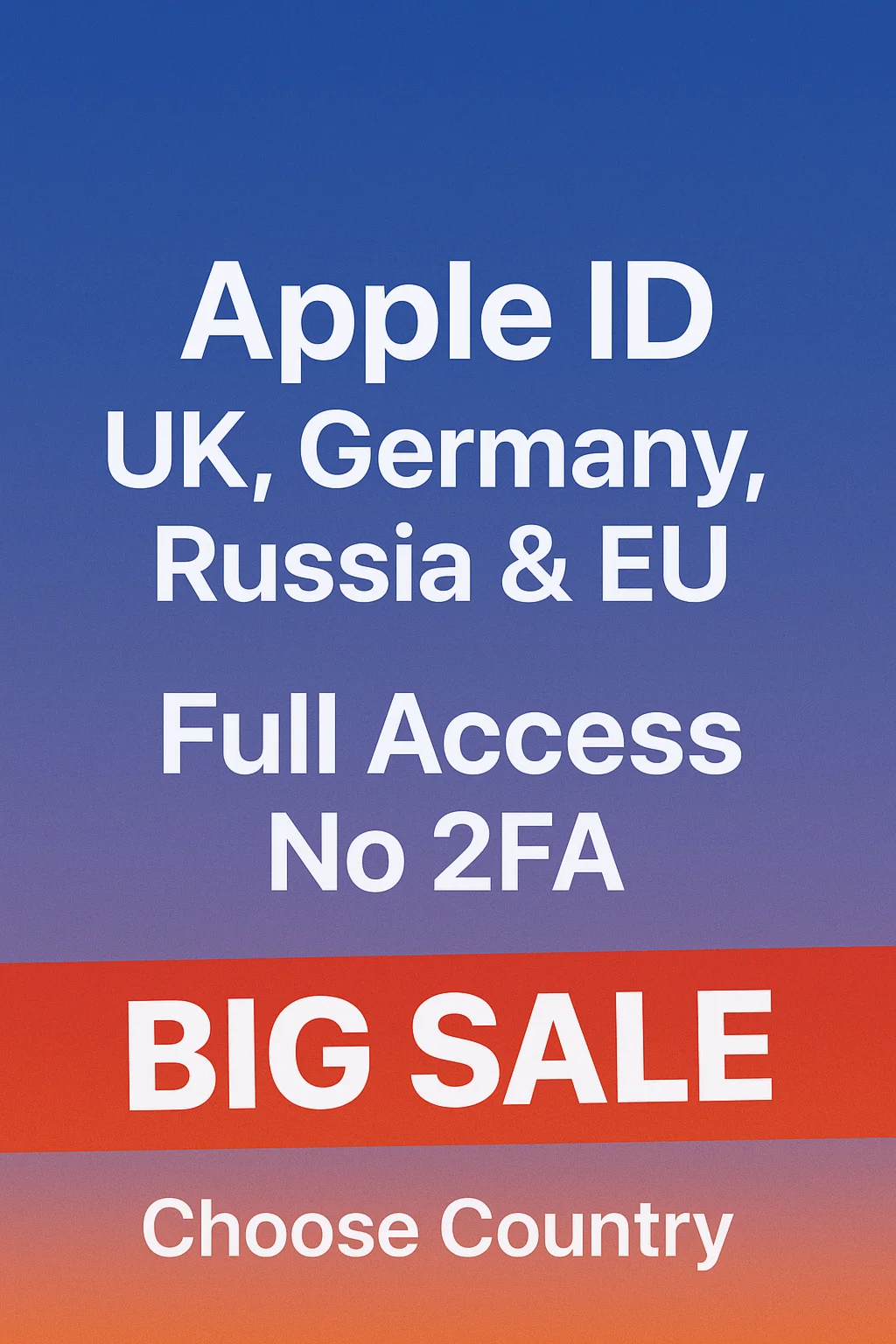 🚀Apple ID Европа — UK, DE, RU | Full Access, No 2FA🔒