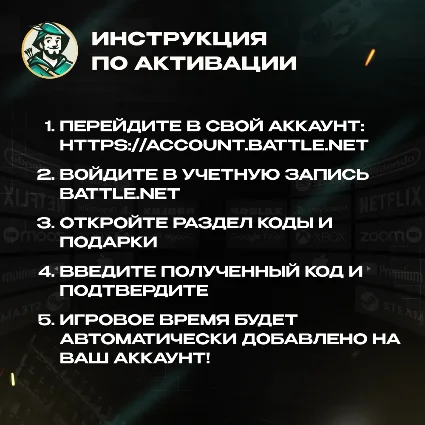 ТАЙМ КАРТА WORLD OF WARCRAFT 60 ДНЕЙ WOW США 24/7 АВТО