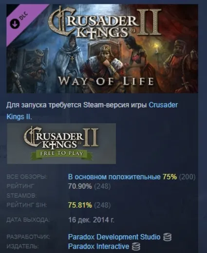 Expansion - Crusader Kings II: Way of Life STEAM РОССИЯ