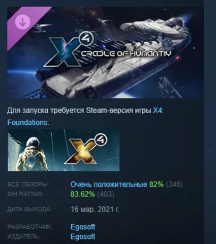X4: Cradle of Humanity АВТОДОСТАВКА DLC STEAM РОССИЯ