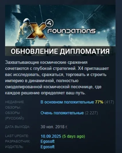 X4: Foundations АВТОДОСТАВКА STEAM РОССИЯ