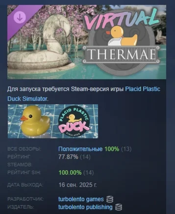 Placid Plastic Duck - Virtual Thermae DLC STEAM РОССИЯ