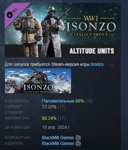 Isonzo - Altitude Units Pack DLC АВТОДОСТАВКА STEAM РОССИЯ