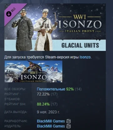 Isonzo - Glacial Units Pack Зимние войска STEAM РОССИЯ