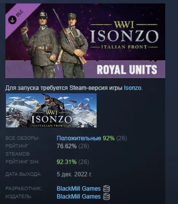Isonzo - Royal Units Pack DLC STEAM GIFT РОССИЯ