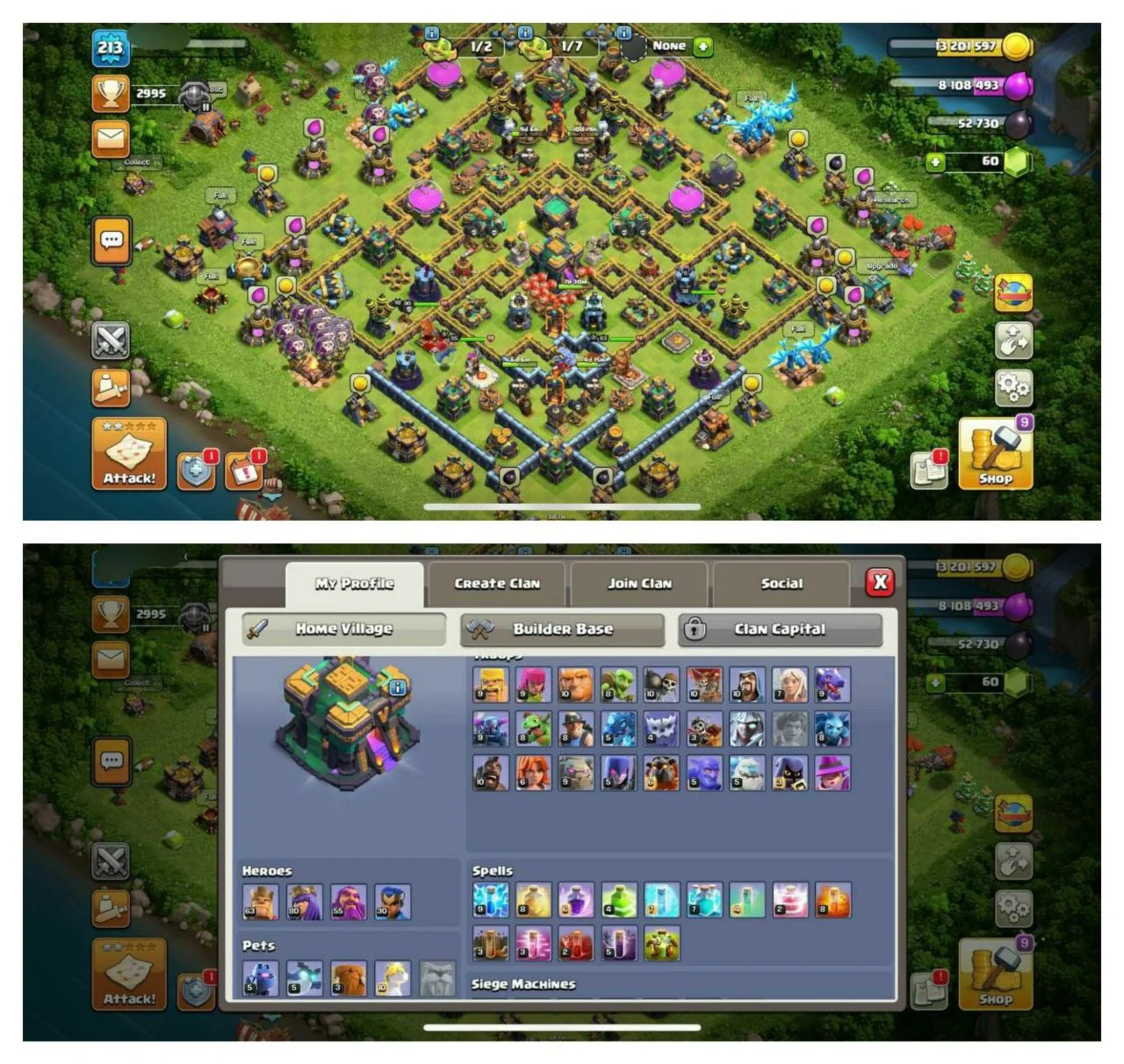 {CRAZY ACCOUNT} TH14 SEMI MAX ️XP-213️HERO 63-80-55-3
