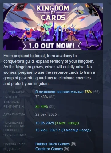 Kingdom of Cards АВТОДОСТАВКА STEAM РОССИЯ