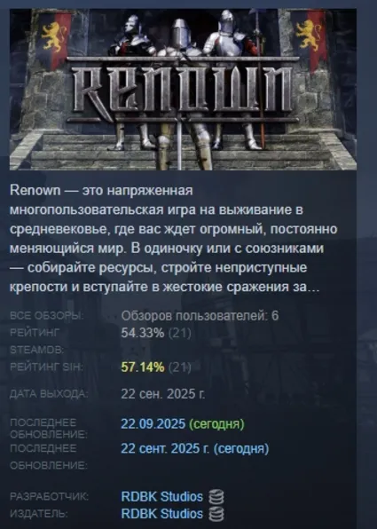 Renown АВТОДОСТАВКА STEAM GLOBAL МГНОВЕННО ЛИЦЕНЗИЯ