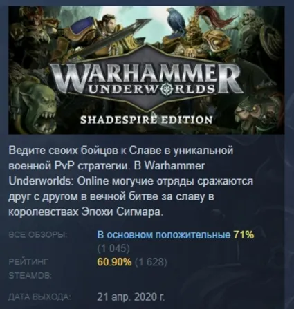 Warhammer Underworlds - Shadespire Edition АВТОДОСТАВКА STEAM РОССИЯ