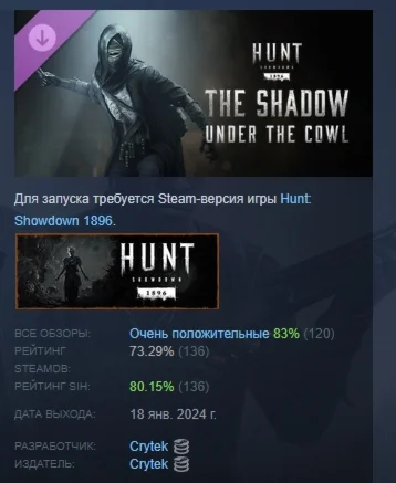 Hunt: Showdown 1896 - The Shadow Under the Cowl STEAM