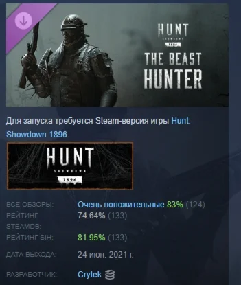Hunt: Showdown 1896 - The Beast Hunter STEAM РОССИЯ