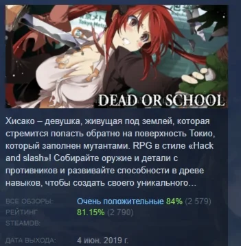 Dead or School АВТОДОСТАВКА STEAM РОССИЯ