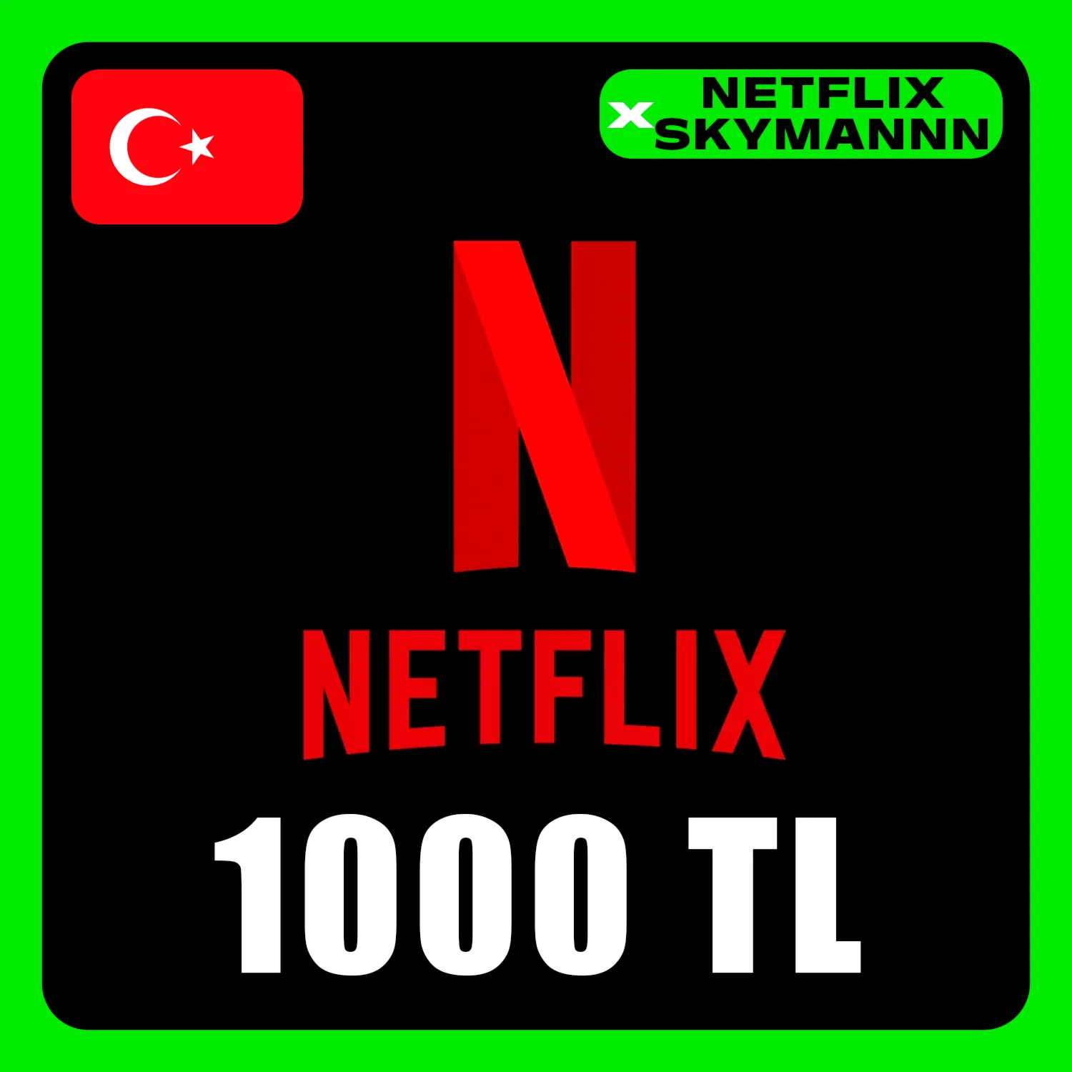 АВТО Карта пополнения Netflix 1000 TL ТУРЦИЯ 24/7