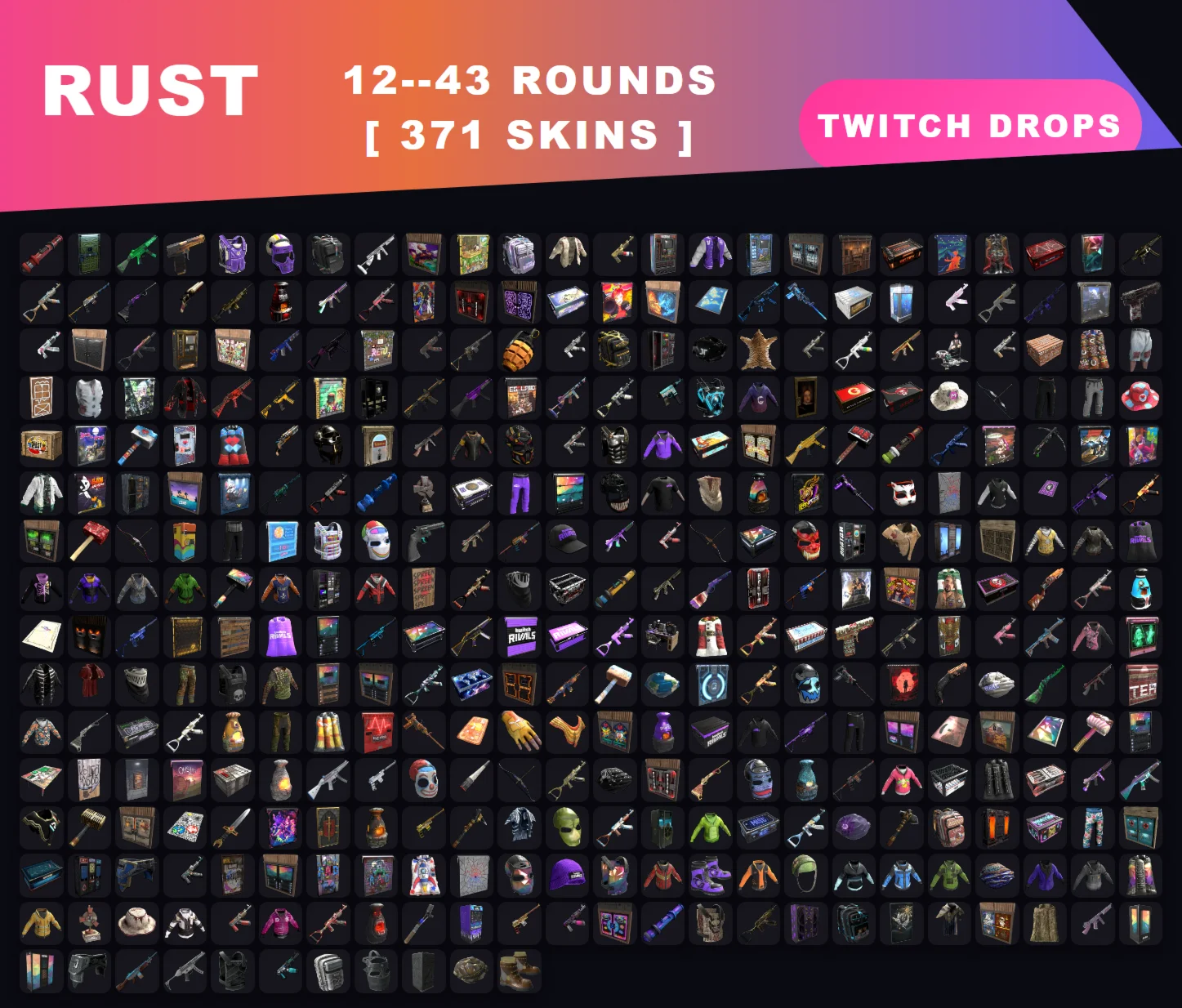 RUST STEAM АКК✦ТВИЧ ДРОПС ПРЕДМЕТ✦9000+ЧАСОВ✦371 СКИН