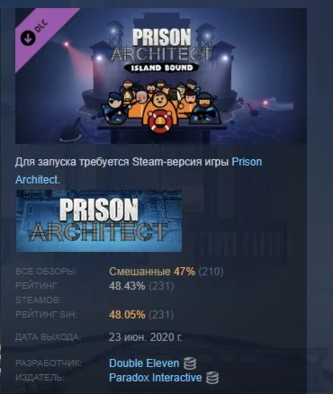 Prison Architect - Island Bound DLC STEAM GIFT РОССИЯ