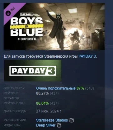 PAYDAY 3: Chapter 2 - Boys in Blue АВТОДОСТАВКА STEAM