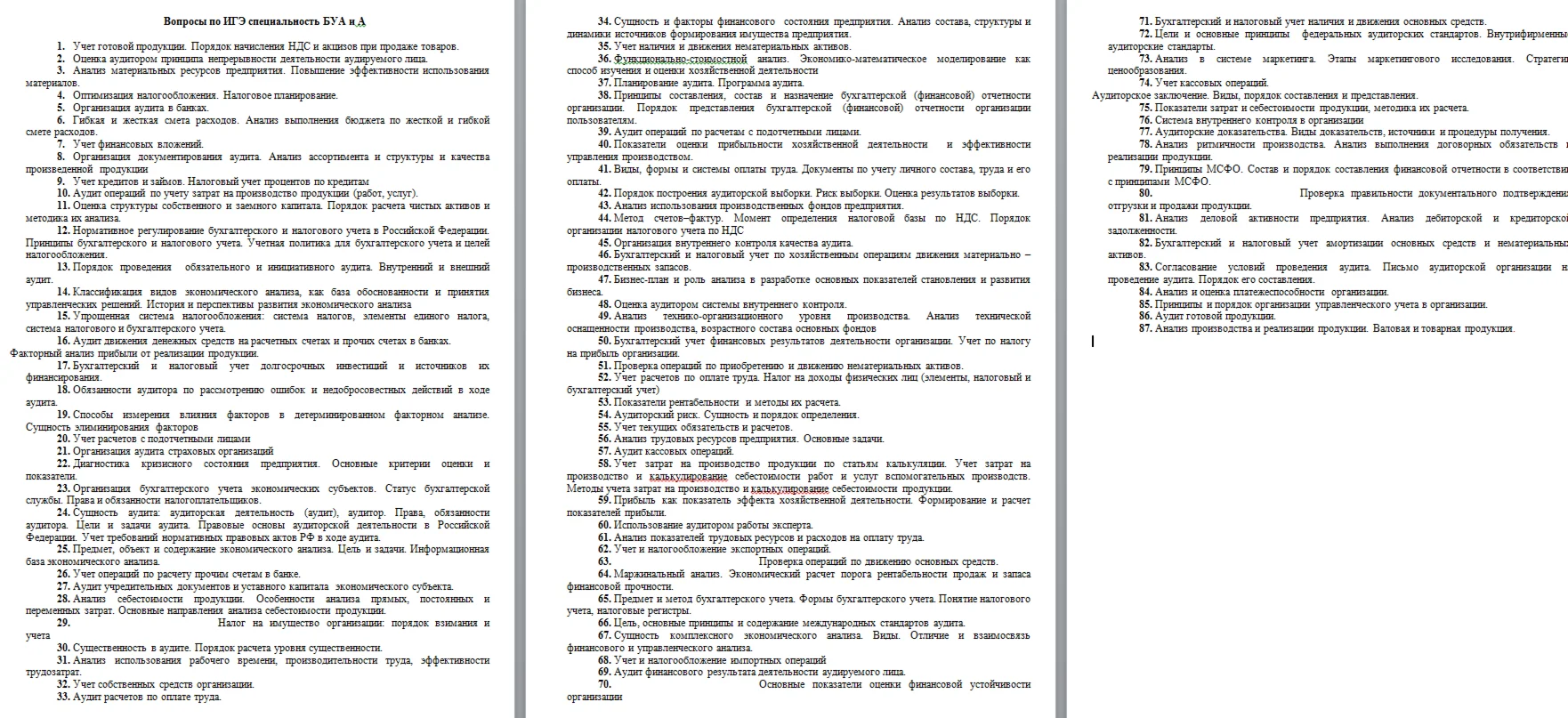 ИГЭ. ГОСЫ, Бух.учет и аудит, 2015. 90 вопросов.