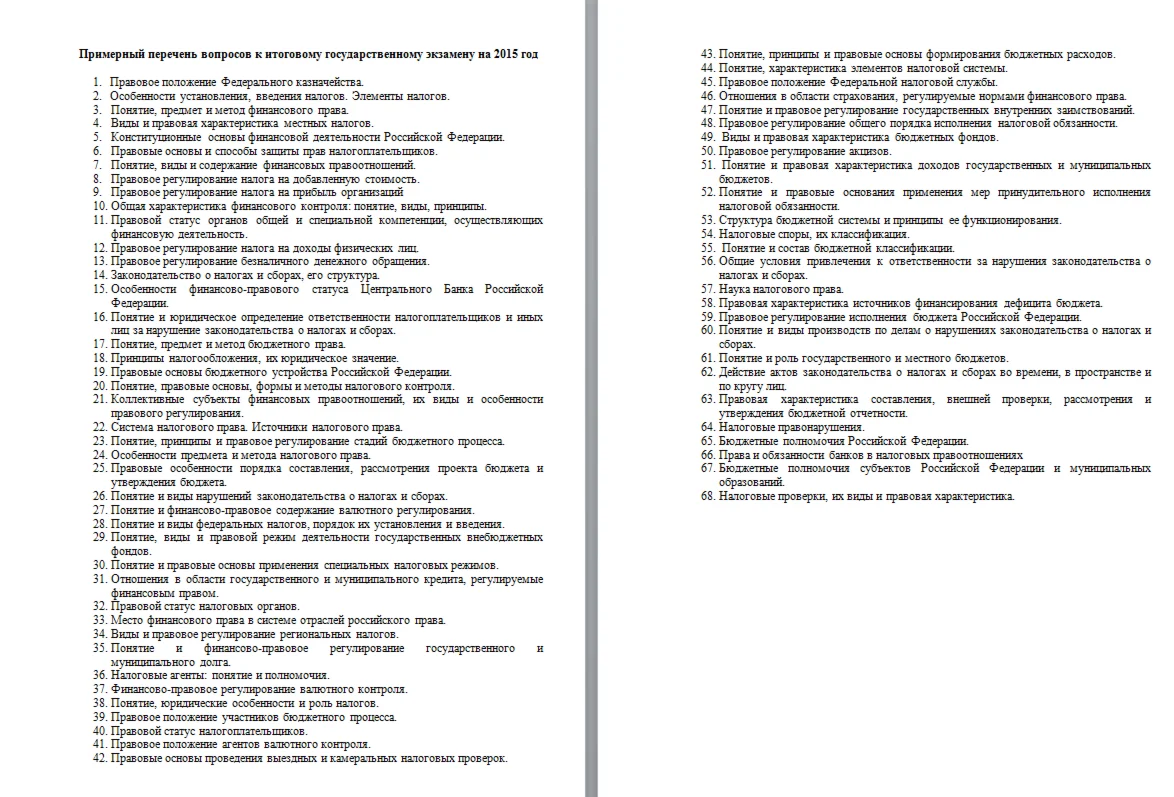 ГОСЫ. Финансы в РФ. 70 вопросов. 2015 год.