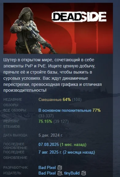 Deadside АВТОДОСТАВКА STEAM РОССИЯ