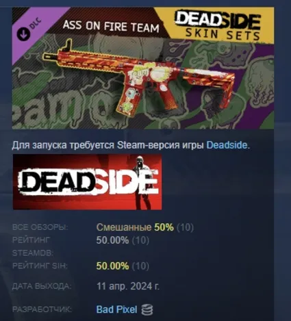 Deadside "Ass on Fire Team" Skin Set DLC АВТОДОСТАВКА STEAM РОССИЯ