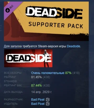 Deadside Supporter Pack DLC STEAM GIFT РОССИЯ