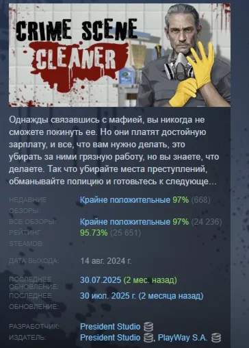 Crime Scene Cleaner АВТОДОСТАВКА STEAM РОССИЯ