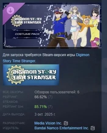 Digimon Story Time Stranger - Costume Pack STEAM РОССИЯ