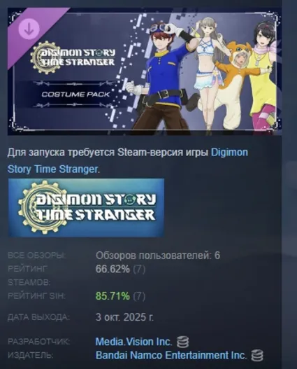 Digimon Story Time Stranger - Costume Pack STEAM РОССИЯ