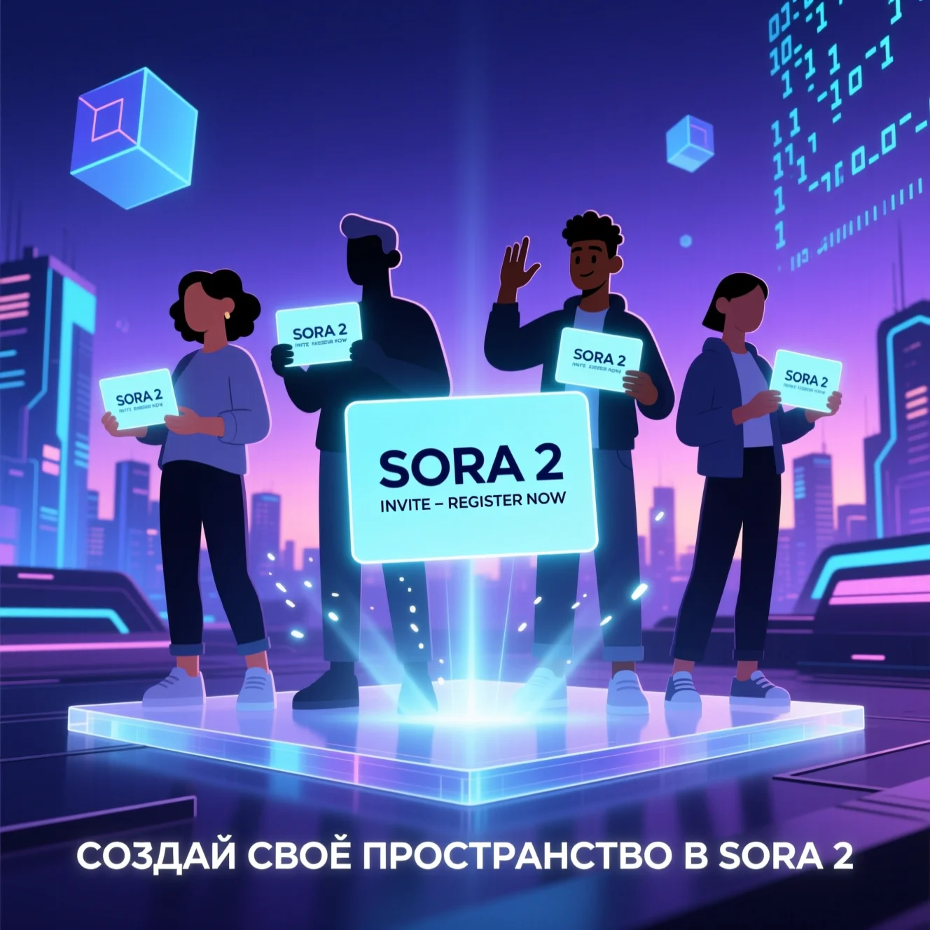 Инвайт на 3 пользователей для регистрации в SORA 2