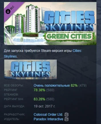 Cities: Skylines - Green Cities DLC STEAM GIFT РОССИЯ